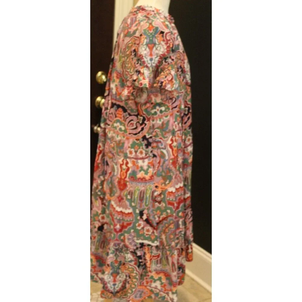 Anthropologie Flowy Peasant Colorful Maxi Dress Size Petite Extra Small - Picture 3 of 9